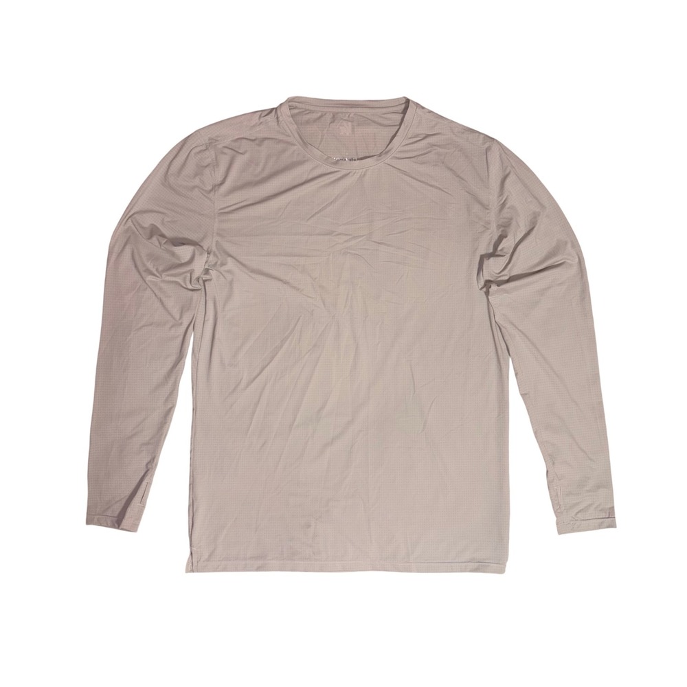 YOUNGLA Zephyr Compression Shirt Mens Large Cream Tan Long Sleeve Gym 424